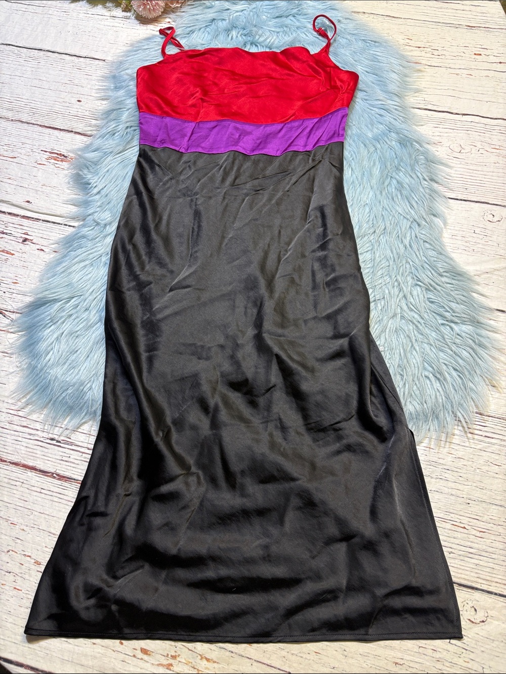NWT Express Satin Color Block Slip Dress sz S